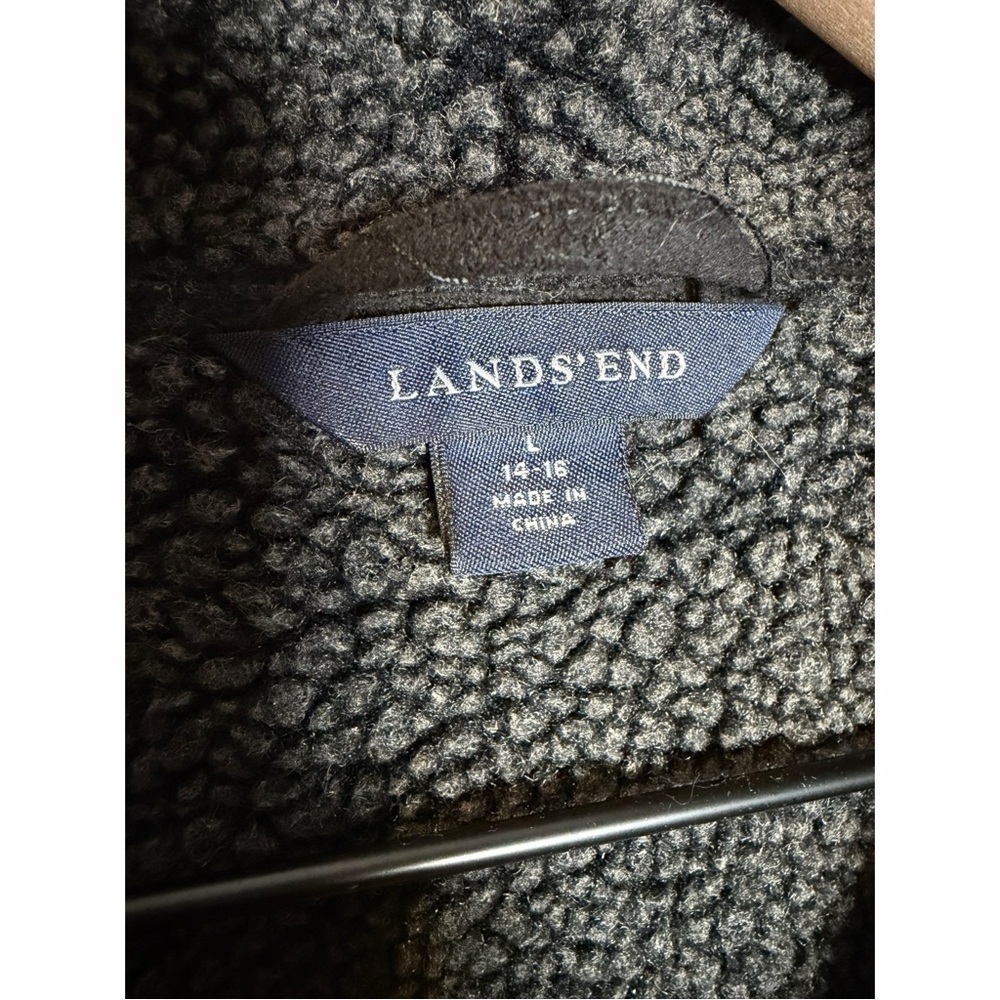 Lands’ End Youth Sherpa Fleece Vest Black Full Zip Warm Layering L 14–16 Outdoor - Picture 7 of 8